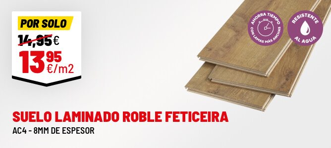 Suelo laminado AC4 roble 8 mm Feiticeira