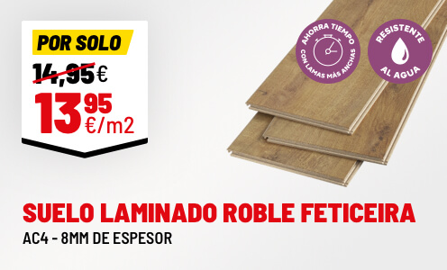 Suelo laminado AC4 roble 8 mm Feiticeira