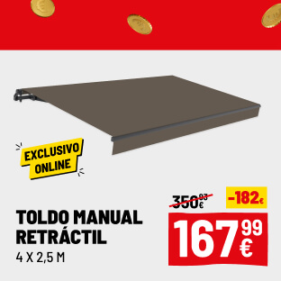 Toldo manual retráctil 4x2,5 topo – lona poliéster uv - aluminio antracita